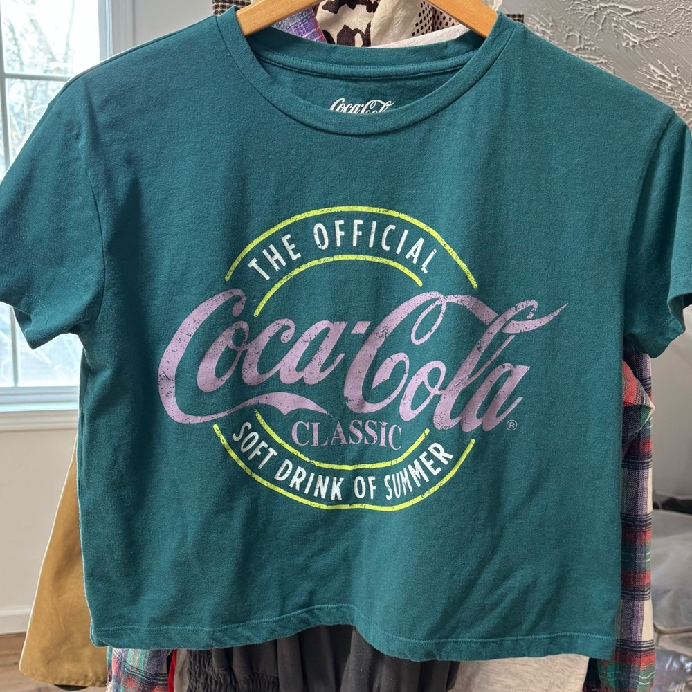 Dark teal Coca Cola crop top, size xs
